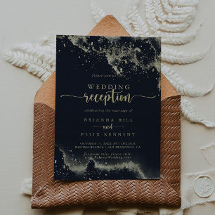 Invitación Watercolor Gold Splash Wedding Recepción