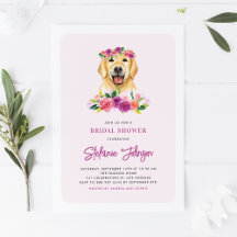 Watercolor Golden Retriever Floral Bridal Shower