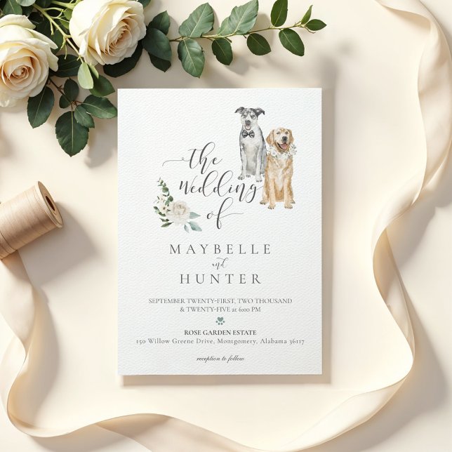 Invitación Watercolor Golden Retriever y Catahoula Leopard (Watercolor Golden Retriever & Catahoula Leopard Invitation)