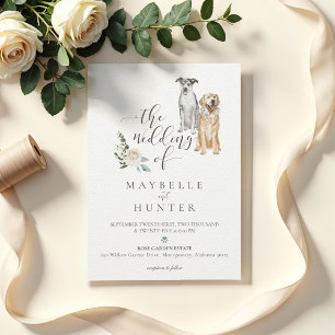 Invitación Watercolor Golden Retriever y Catahoula Leopard