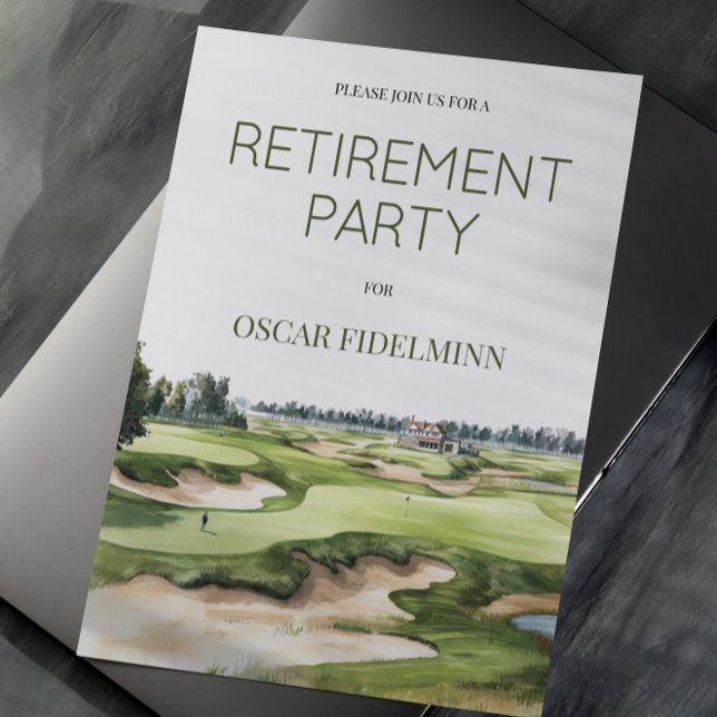 Invitación Watercolor Golf Course Photo Retirement Party (Subido por el creador)