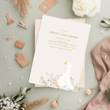 Watercolor Goose Duck Wildflower Baby Shower