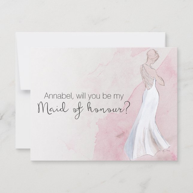 Invitación Watercolor Gown "Serás mi criada de honor" (Anverso)