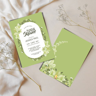 Invitación Watercolor Green Clivia Floral Bridal Shower