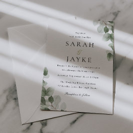 Invitación Watercolor Green Leaf Elegance Wedding