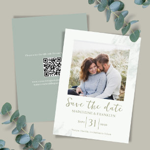 Invitación Watercolor Green Save the Date Photo Boda