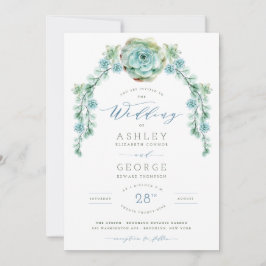 Invitación Watercolor Green Succulents Summer Garden Wedding