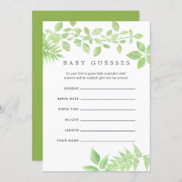 Invitación Watercolor Greenery Baby Shower Baby Guesses