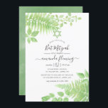 Invitación Watercolor Greenery Bat Mitzvah<br><div class="desc">Invitación de mitzvah de murciélago follaje de vegetación moderna con tipografía de escritura a mano elegante diseñada para ser rápida y fácilmente adaptada a las especificaciones de tu evento.</div>