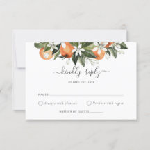Watercolor Greenery Naranja Blossom Wedding RSVP