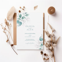 Watercolor Greenery Wedding Invitation