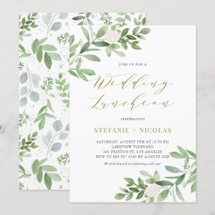 Invitación Watercolor Greeney White Floral Wedcheon
