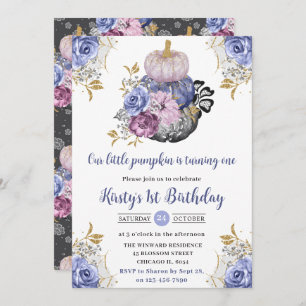 Invitación Watercolor Halloween Calabazas Florales Primer cum