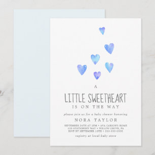 Invitación Watercolor Heart Boy Little Slove Baby Shower