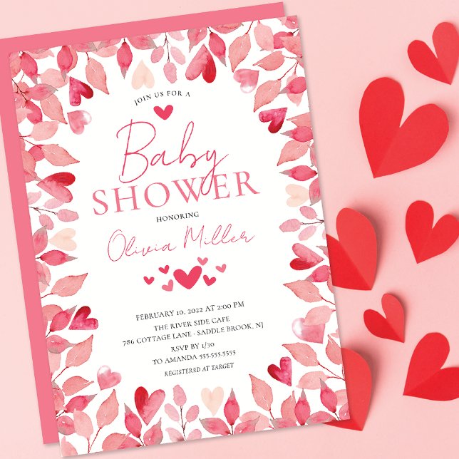 Invitación Watercolor Hearts Baby Shower Invitation (Subido por el creador)