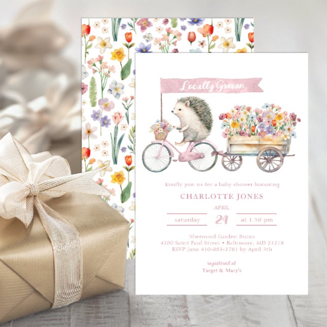 Invitación Watercolor Hedgehog Baby Shower (Whimsical Baby Shower Invite)