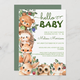 Invitación Watercolor Hello Baby Boy Shower