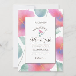 Invitación Watercolor Hibiscus Maui Boda