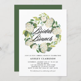 Invitación Watercolor Hidrangea Blanca Wreath Bridal Brunch