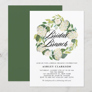 Invitación Watercolor Hidrangea Blanca Wreath Bridal Brunch