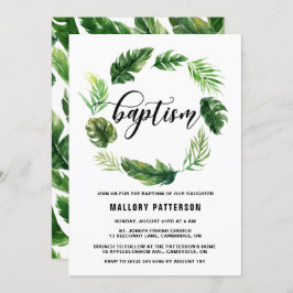 Invitación Watercolor Hojas tropicales Bautismo general