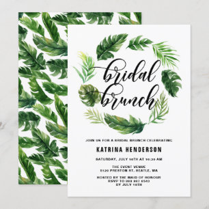 Invitación Watercolor Hojas Tropicales Brunch Wreath Bridal