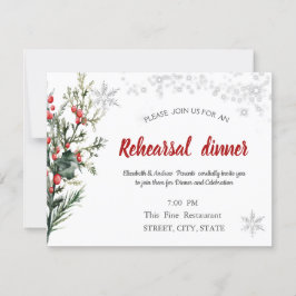 Invitación Watercolor Holly Berry Greeneration Rehearsal Cena