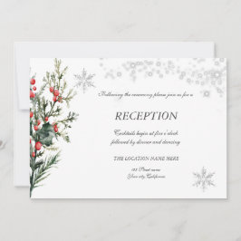Invitación Watercolor Holly Berry Greenery Recepción