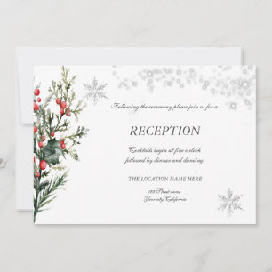 Invitación Watercolor Holly Berry Greenery Recepción