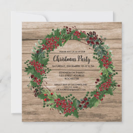 Invitación Watercolor Holly Navidades de leña de corteza húme