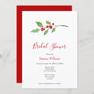 Invitación Watercolor Holly Sprig