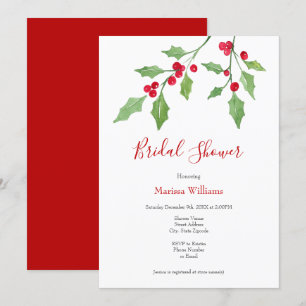 Invitación Watercolor Holly Sprigs