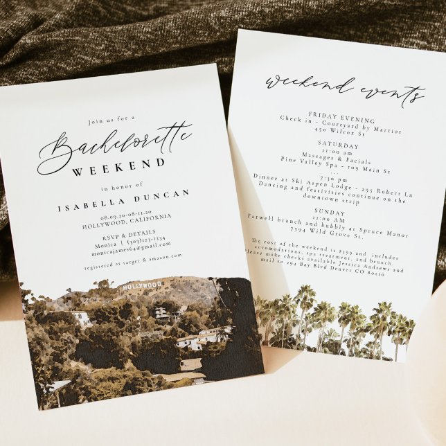 Invitación Watercolor Hollywood California Sign Palm Tree (Subido por el creador)