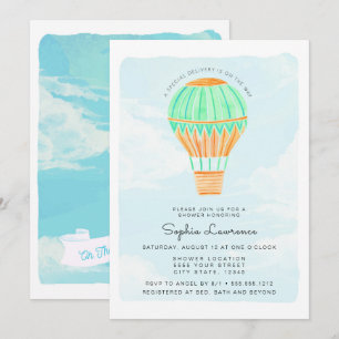 Invitación Watercolor Hot Air Balloon Baby Shower