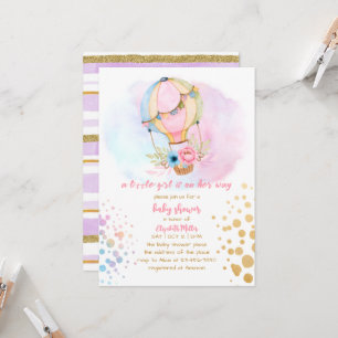 Invitación Watercolor Hot Air Balloon Baby Shower