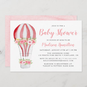 Invitación Watercolor Hot Air Balloon Baby Shower