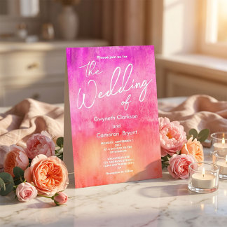 Invitación Watercolor Hot Pink and Orange Wedding