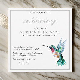Invitación Watercolor Hummingbird Celebración de la Vida