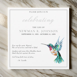 Invitación Watercolor Hummingbird Celebración de la Vida