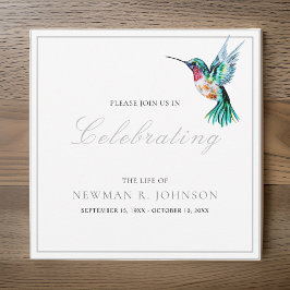 Invitación Watercolor Hummingbird Celebración de la Vida