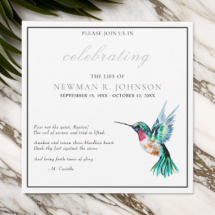 Invitación Watercolor Hummingbird Celebración de la Vida
