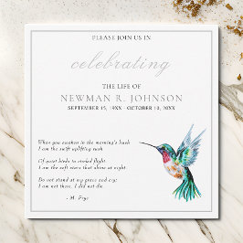 Invitación Watercolor Hummingbird Celebración de la Vida