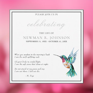 Invitación Watercolor Hummingbird Celebración de la Vida