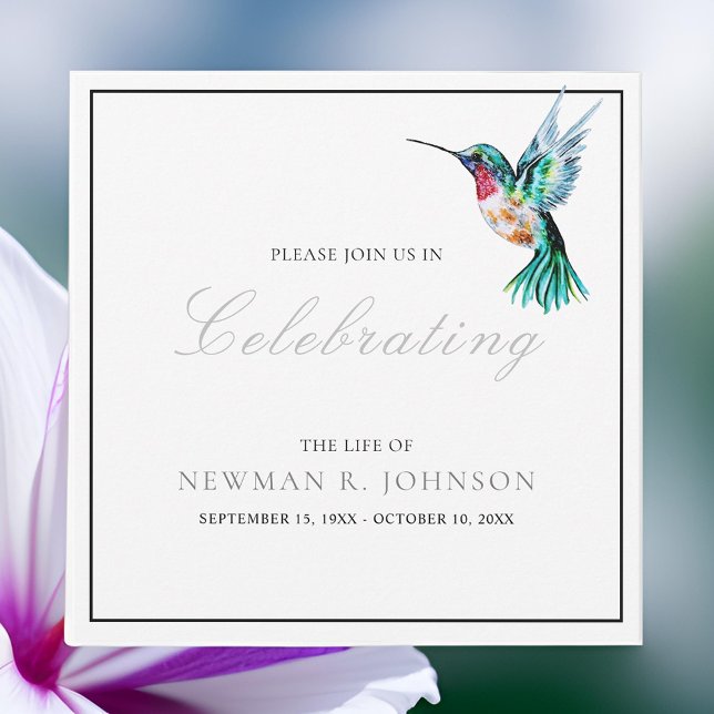 Invitación Watercolor Hummingbird Celebración de la Vida (Subido por el creador)