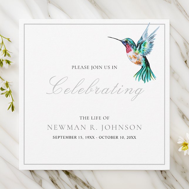 Invitación Watercolor Hummingbird Celebración de la Vida (Subido por el creador)