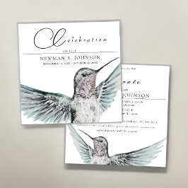 Invitación Watercolor Hummingbird Celebración de la Vida