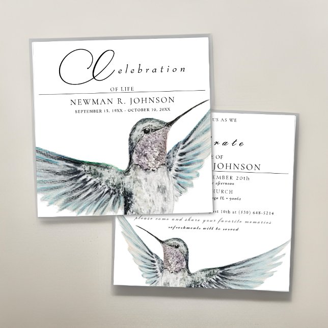 Invitación Watercolor Hummingbird Celebración de la Vida (Subido por el creador)