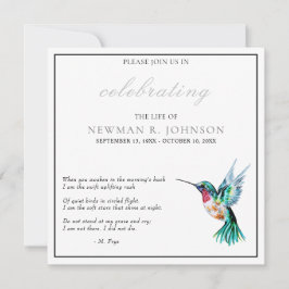 Invitación Watercolor Hummingbird Celebración de la Vida