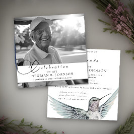 Invitación Watercolor Hummingbird Celebración de la Vida Foto
