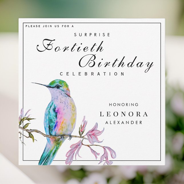 Invitación Watercolor Hummingbird CUALQUIER fiesta de cumplea (Subido por el creador)